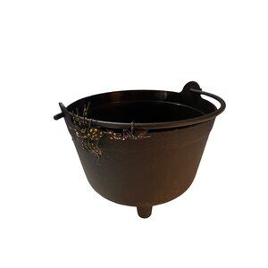 Halloween Black Cauldron With Legs & Attached Spider Decoration